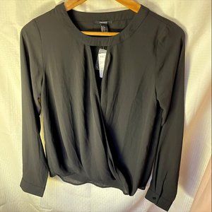 Forever 21 Keyhole Black Long Sleeve Top S NWT